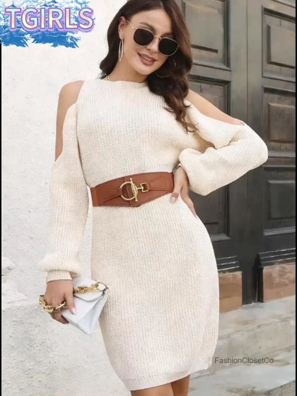 Women's Stretchy Wide Elastic Waist Belt with Gold Buckle